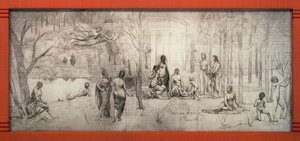 Szecessziós keret Pierre Puvis de Chavannes (1824-1898) rajzához, Gustave Serrurier-Bovy (1858-1910), Franciaország alkotó: Gustave Serrurier-Bovy