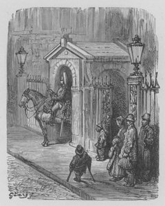 Lóőr a frakcióban a királynő palotája előtt alkotó: Gustave after Dore