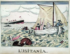 A Lusitania elsüllyedése, 1915. május 7. (színes litó)