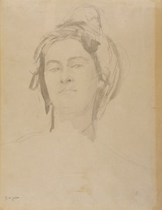 Egy fiatal nő feje (ceruza és mosás papíron) alkotó: Gwen John