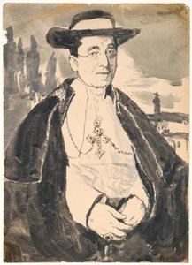 XV. Benedek pápa (gouache, mosás, papír) alkotó: Gwen John