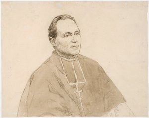 Bíboros portréja (faszén és akvarell papíron) alkotó: Gwen John
