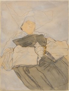 Alvó apáca, 1916-18 körül (szén, akvarell és gouache) alkotó: Gwen John