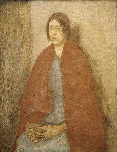 Fiatal nő vörös kendőben, alkotó: Gwen John
