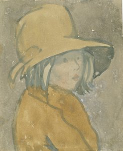 Fiatal lány barna kalapban és kabátban (akvarell, papír) alkotó: Gwen John