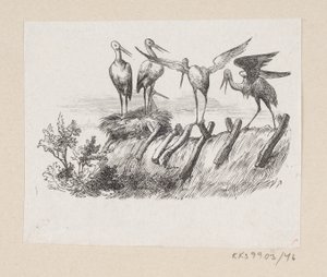 Illusztráció a "The Storks"-hoz H.C. Andersen, "Tündérmesék és történetek", 1. kötet alkotó: H.P. Hansen