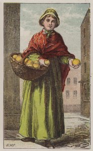 Narancssárga lány (színes litho) alkotó: H.W. (after) Petherick