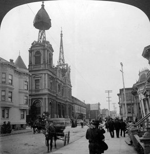 A nagy földrengés következményei, San Francisco, California, USA, 1906.