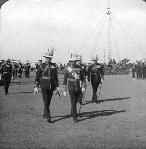 V. György király 1865-1936 Sir R Grimston dandártábornokkal, Delhi, India, 1912.