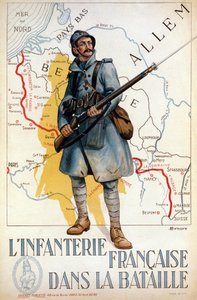 Francia gyalogság a csatában (a piros vonal a Hindenburg vonalat jelöli) - ill. írta H. Delaspre