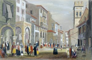 Királyi út, Korfu (színes metszet) alkotó: H. E. Allen