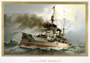 S.M. Linienschiff „Kaiser Friedrich III” (H.M. „III. Frigyes császár” vonalhajója) 1900 (litho) alkotó: H. Graf