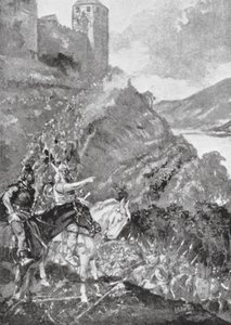 A teutonok és a kelták összefognak, hogy kiűzzék a rómaiakat Galliából (litho) alkotó: H. M. (after) Burton