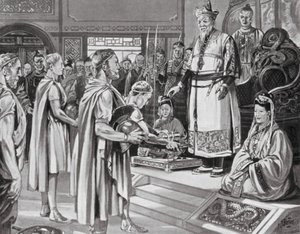 A kínai császár küldetést kap (litográfia)
