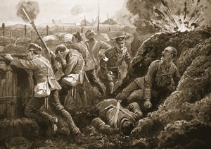 Hallowes főhadnagy bátorítja embereit, miközben halálosan sebesülten feküdt alkotó: H. Ripperger