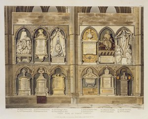 West Side of Poets Corner, 24. tábla a Westminster Abbey-ből, metszette: J. Bluck (fl.1791-1831) pub. Írta: Rudolph Ackermann (1764-1834) 1811 (akvatinta) alkotó: H. Villiers