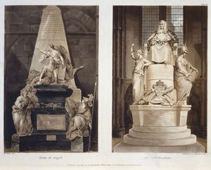 Argyll herceg és Lord Mansfield sírjai, 56. tábla a Westminster Abbey-ből, Williamson és Thomas Sutherland metszet, kocsma. Írta: Rudolph Ackermann (1764-1834) 1811 (akvatinta) alkotó: H. after Villiers