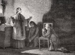 XVI. Lajos (1754-93) a kivégzése előtti imádságban