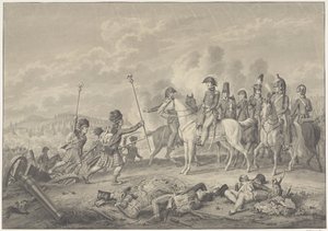 Wellington hercege két zászlót kap a franciáktól az 1815-ös waterlooi csata során elfogott sasokkal. alkotó: Haatje Pieters Oosterhuis