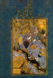 Folio a Mantiq al-Tayr-ből A madarak nyelve, Attar, c1600. alkotó: Habib Allah