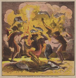 Peter Wilkins halvacsorával (színes litho) szórakoztatja repülő látogatóit alkotó: after Hablot Knight Browne