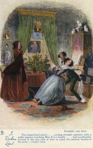 In Dickens Land – Dombey és fia képeslap, 1907 körül alkotó: Hablot Knight Browne