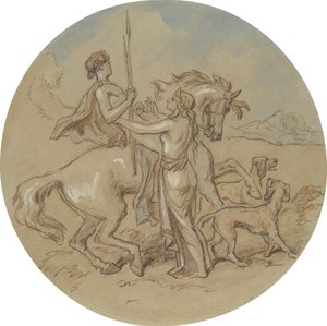 A Vénuszt és Adonist ábrázoló tányérsorozat tizennyolc tervének egyike alkotó: Hablot Knight Browne