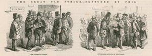 A nagy taxissztrájk – Phiz vázlatai alkotó: Hablot Knight Browne