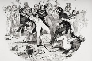 Az utolsó verekedés Sir Mulberry és tanítványa között, Charles Dickens (1812-70) 