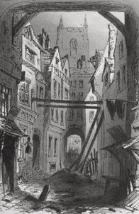 Tom teljesen egyedül, illusztráció Charles Dickens (1812-70) „Bleak House” című művéből, 1853-ban alkotó: Hablot Knight Browne