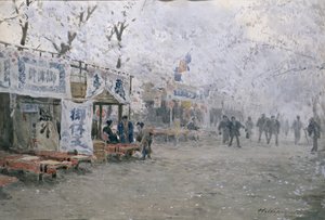 Cseresznyevirág Fesztivál, 1903 körül (akvarell törtfehér papírra) alkotó: Hachir Nakagawa