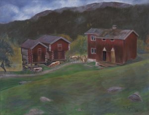Farmyard az Åse-ben, Telemarkenben, Norvégiában