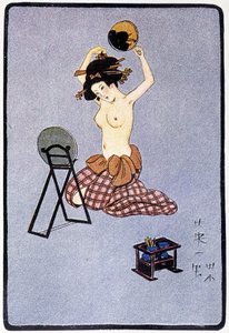 A fiatal japán levetkőztette a fodrászat – Félicien Champsaur, beteg „” japán babájában”. Hanafusa Itcho, Párizs