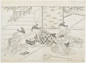 Három prostituált egy szobában, 1770-es évek eleje (fanyomat) alkotó: Hanabusa Shigenobu