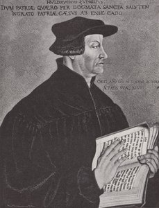 Huldrych Zwingli, a svájci reformáció vezetője (metszet) alkotó: Hans (after) Asper