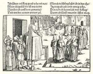 A családfő temetése (metszet) alkotó: Hans (after) Burgkmair