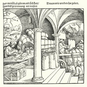 Az óvatos kereskedő (metszet) alkotó: Hans (after) Burgkmair