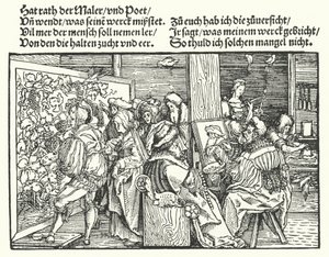 A festők (metszet) alkotó: Hans (after) Burgkmair