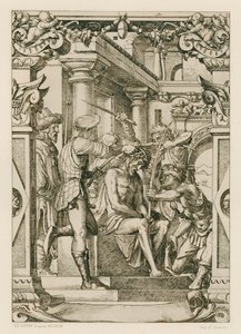 Jézus Krisztus, tövisekkel koronázva (metszet) alkotó: Hans (after) Holbein the Younger