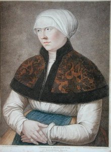 Holbein feleségének portréja, metszett Francesco Bartolozzi (1727-1815) 1796 (metszet) alkotó: Hans (after) Holbein the Younger