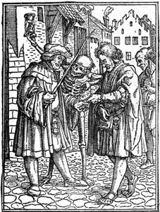 Ifjabb Hans Holbein (1497-1543): ügyvéd álhalála (metszet) alkotó: Hans (after) Holbein the Younger