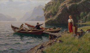 Mindennapi élet a fjordokban (olaj, vászon)