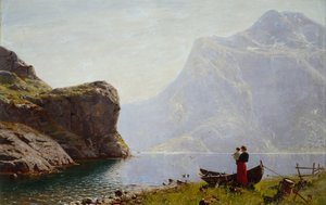 Nő és gyermek a Fjord Banknál (olaj, vászon)