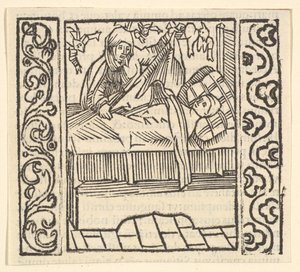 A halottak gondozása, illusztráció a Speculum Passionisból, 1507, 1507. alkotó: Hans Baldung