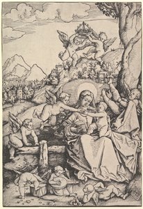 A Szűz és a Gyermek nyolc angyallal egy tájban, 1511. alkotó: Hans Baldung