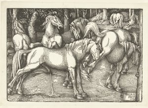 Hat harci lóból álló csoport alkotó: Hans Baldung Grien