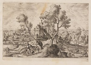 14. tábla, az Ó- és Újszövetségből és Ovidius Metamorfózisaiból származó tájképek jelenetekkel alkotó: Hans Bol