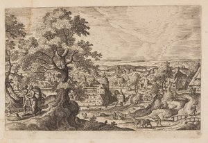 16. tábla, az Ó- és Újszövetségből és Ovidius Metamorfózisaiból származó tájképek jelenetekkel alkotó: Hans Bol