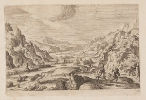 20. tábla, az Ó- és Újszövetségből és Ovidius Metamorfózisaiból származó tájképek jelenetekkel alkotó: Hans Bol