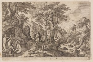 29. tábla, az Ó- és Újszövetségből és Ovidius Metamorfózisaiból származó tájképek jelenetekkel alkotó: Hans Bol